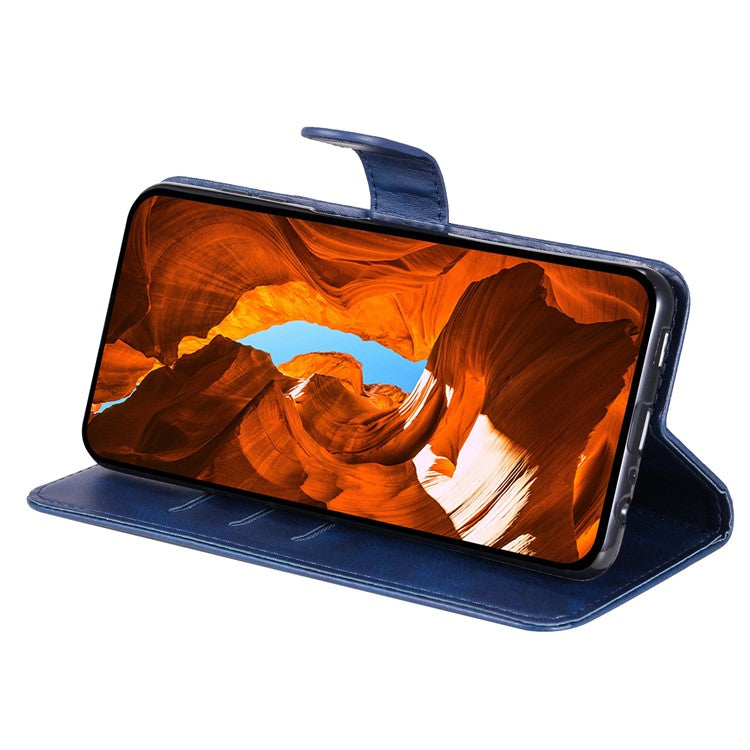 For vivo Y29s 5G / Y04 4G Case Zipper Wallet Calf Texture PU Leather Phone Cover - Blue