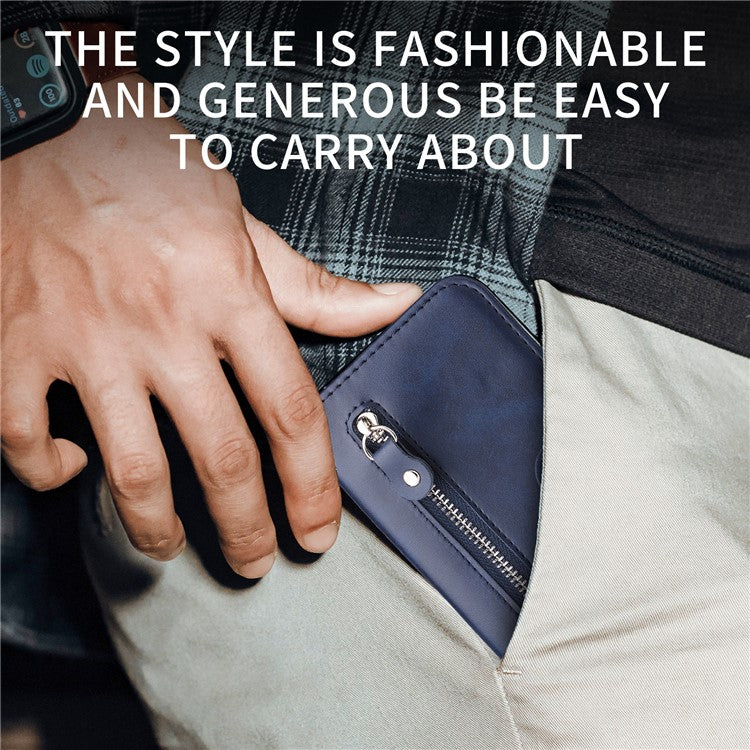 For vivo Y29s 5G / Y04 4G Case Zipper Wallet Calf Texture PU Leather Phone Cover - Blue