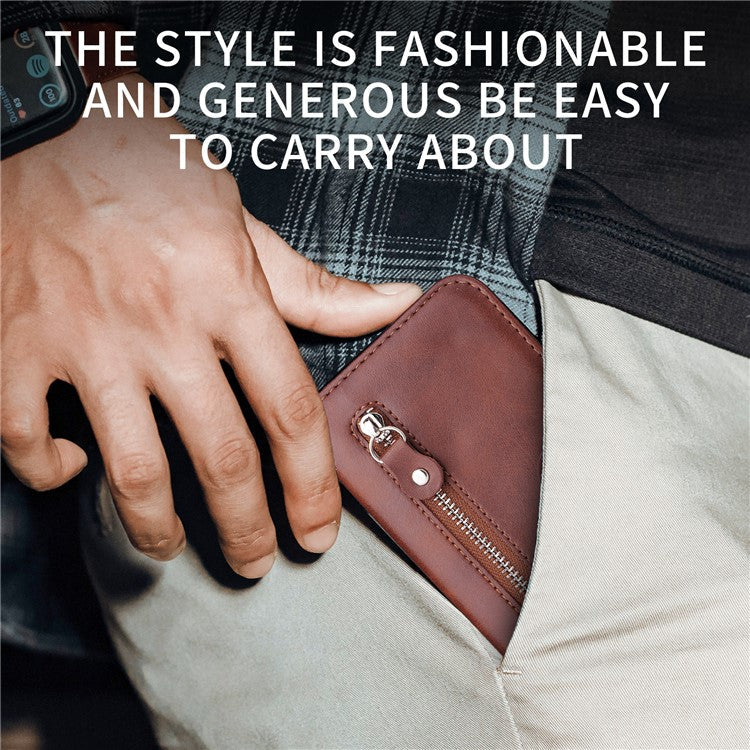 For vivo Y29s 5G / Y04 4G Case Zipper Wallet Calf Texture PU Leather Phone Cover - Brown