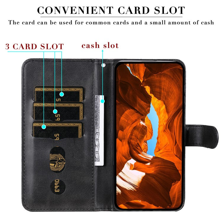 For vivo V50 5G Case Zipper Wallet Calf Texture PU Leather Phone Cover - Black