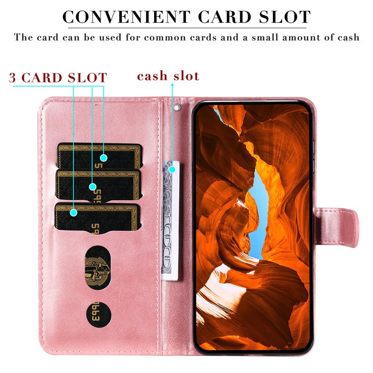 For vivo V50 5G Case Zipper Wallet Calf Texture PU Leather Phone Cover - Pink