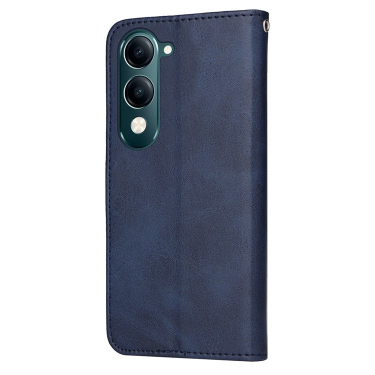 For vivo Y29s 5G / Y04 4G Case Wallet PU Leather Folio Flip Phone Cover - Blue