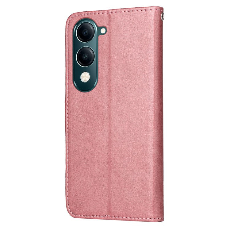 For vivo Y29s 5G / Y04 4G Case Wallet PU Leather Folio Flip Phone Cover - Pink