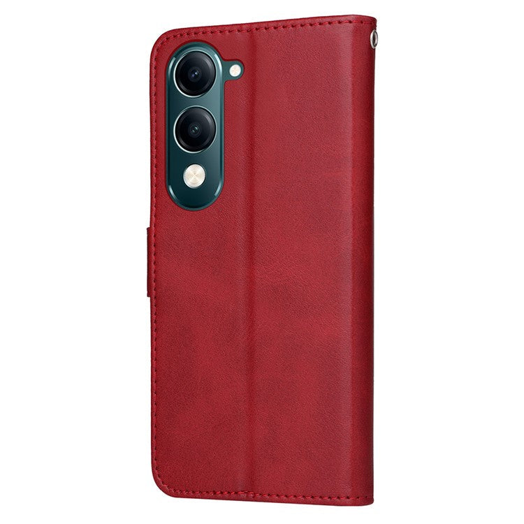 For vivo Y29s 5G / Y04 4G Case Wallet PU Leather Folio Flip Phone Cover - Red