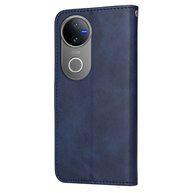 For vivo V50 5G Case Wallet PU Leather Folio Flip Phone Cover - Blue