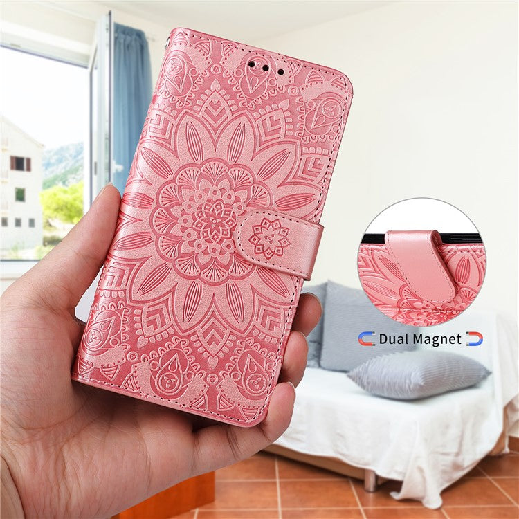For vivo Y29s 5G / Y04 4G Case Sunflower Imprint Leather Wallet Phone Cover - Pink