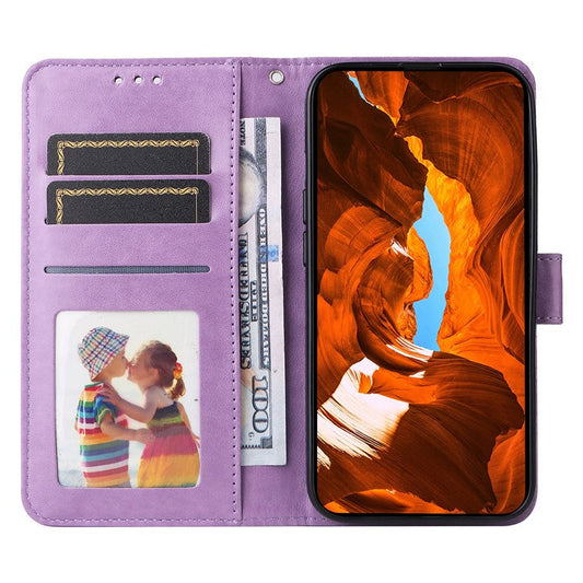 For vivo Y29s 5G / Y04 4G Case Sunflower Imprint Leather Wallet Phone Cover - Purple