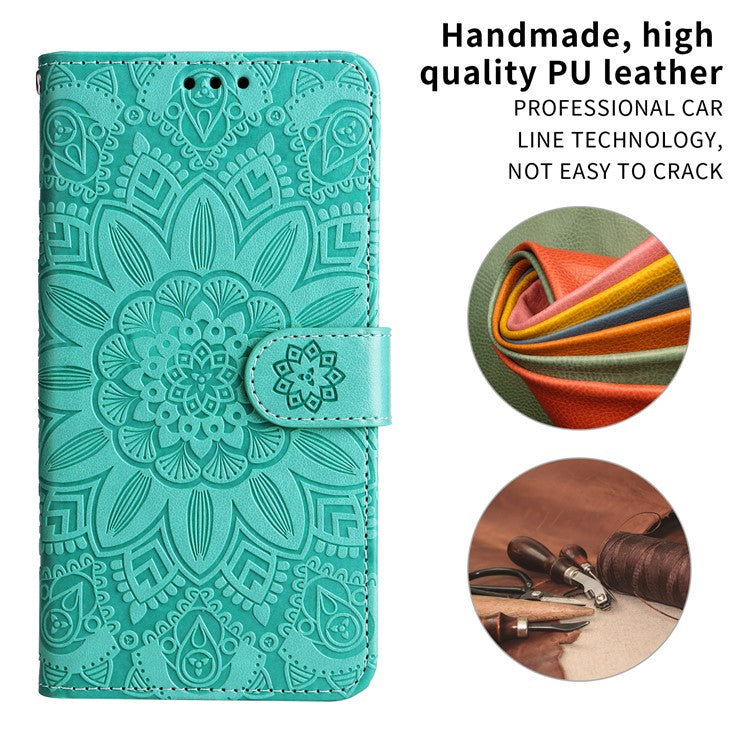 For vivo Y29s 5G / Y04 4G Case Sunflower Imprint Leather Wallet Phone Cover - Green