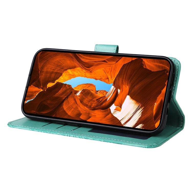 For vivo V50 5G Case Sunflower Imprint Leather Wallet Phone Cover - Green