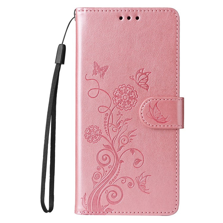 For vivo Y29s 5G / Y04 4G Case Butterfly Floral Imprint Wallet Stand Leather Phone Cover - Pink