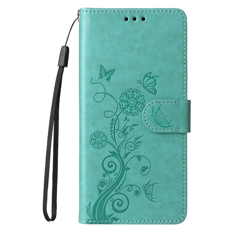 For vivo Y29s 5G / Y04 4G Case Butterfly Floral Imprint Wallet Stand Leather Phone Cover - Green