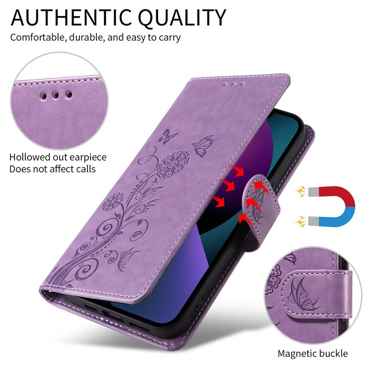 For vivo Y29s 5G / Y04 4G Case Butterfly Floral Imprint Wallet Stand Leather Phone Cover - Purple