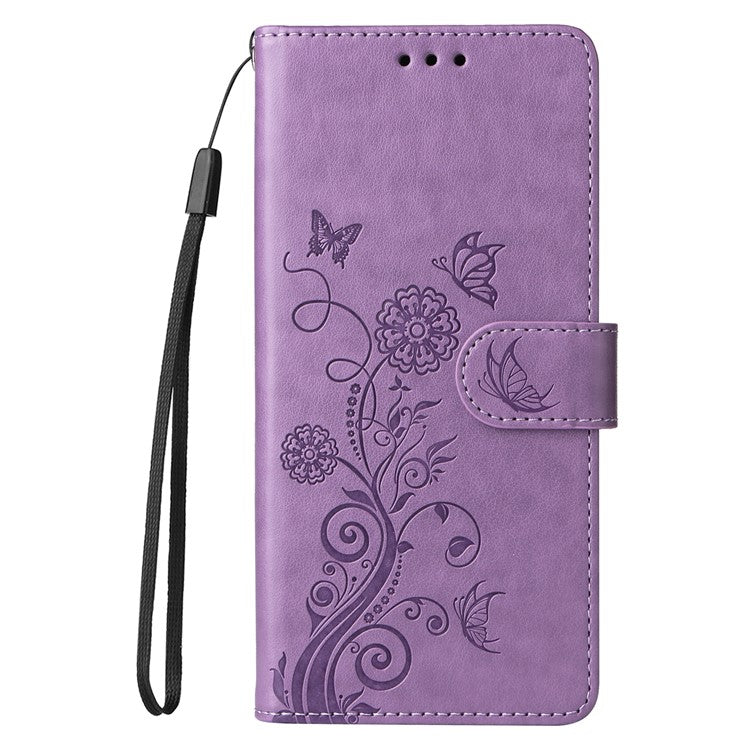 For vivo Y29s 5G / Y04 4G Case Butterfly Floral Imprint Wallet Stand Leather Phone Cover - Purple