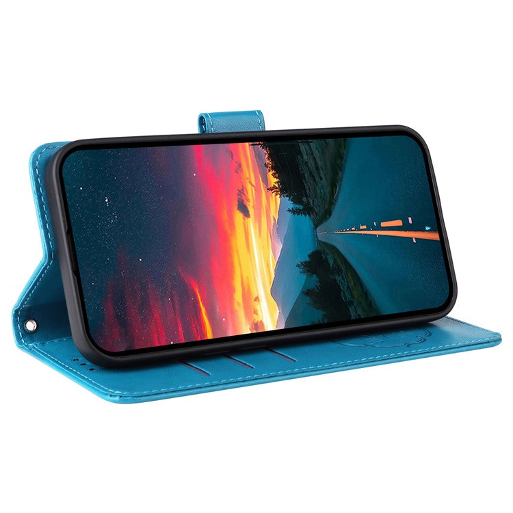 For vivo V50 5G Case Butterfly Floral Imprint Wallet Stand Leather Phone Cover - Blue