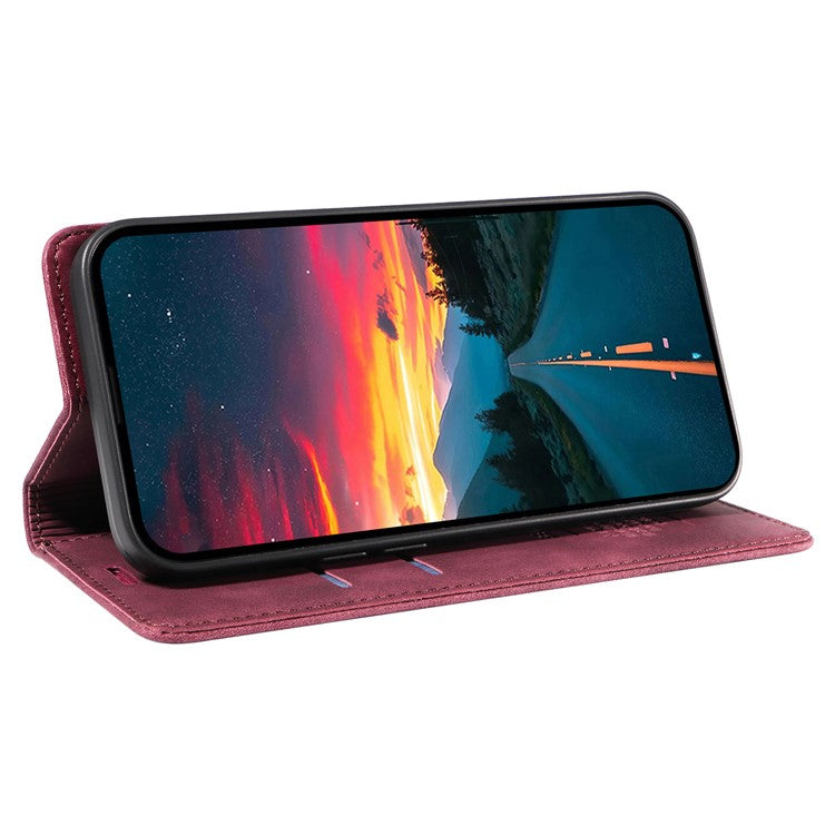 BETOPNICE 003 For vivo Y29s 5G  /  Y04 4G Case Magnetic Closure RFID Blocking Wallet Stand Leather Phone Cover - Wine Red