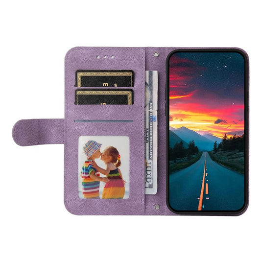 For vivo V50 5G Case Wallet Skin Touch Leather Phone Cover Tree Pattern Hardware - Purple