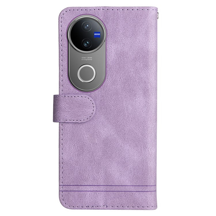 For vivo V50 5G Case Wallet Skin Touch Leather Phone Cover Tree Pattern Hardware - Purple