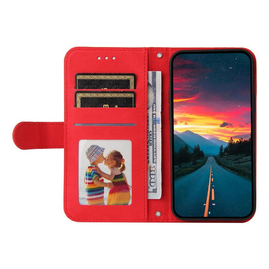 For vivo V50 5G Case Wallet Skin Touch Leather Phone Cover Tree Pattern Hardware - Red