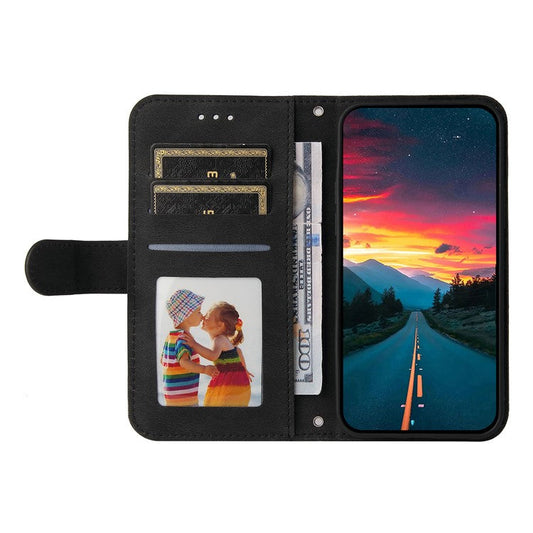 For vivo V50 5G Case Wallet Skin Touch Leather Phone Cover Tree Pattern Hardware - Black
