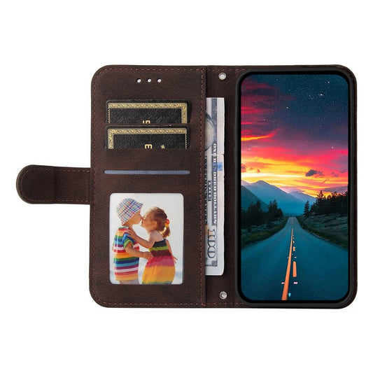 For vivo V50 5G Case Wallet Skin Touch Leather Phone Cover Tree Pattern Hardware - Brown