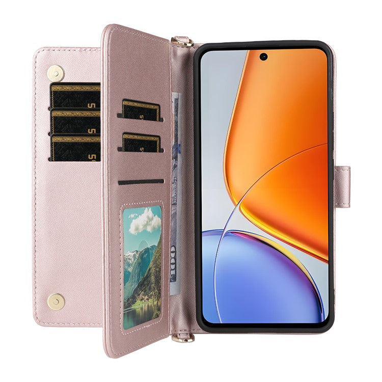 For vivo Y39 5G  /  Y300i 5G Case with Shoulder Strap Wallet Leather Phone Cover - Pink