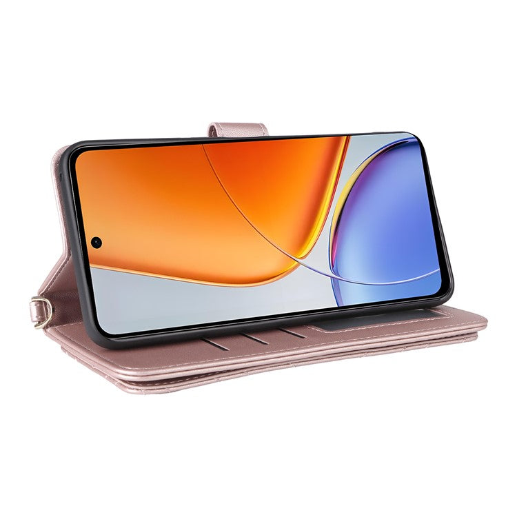 For vivo Y39 5G  /  Y300i 5G Case with Shoulder Strap Wallet Leather Phone Cover - Pink