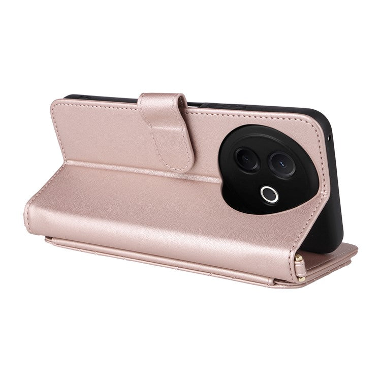 For vivo Y39 5G  /  Y300i 5G Case with Shoulder Strap Wallet Leather Phone Cover - Pink