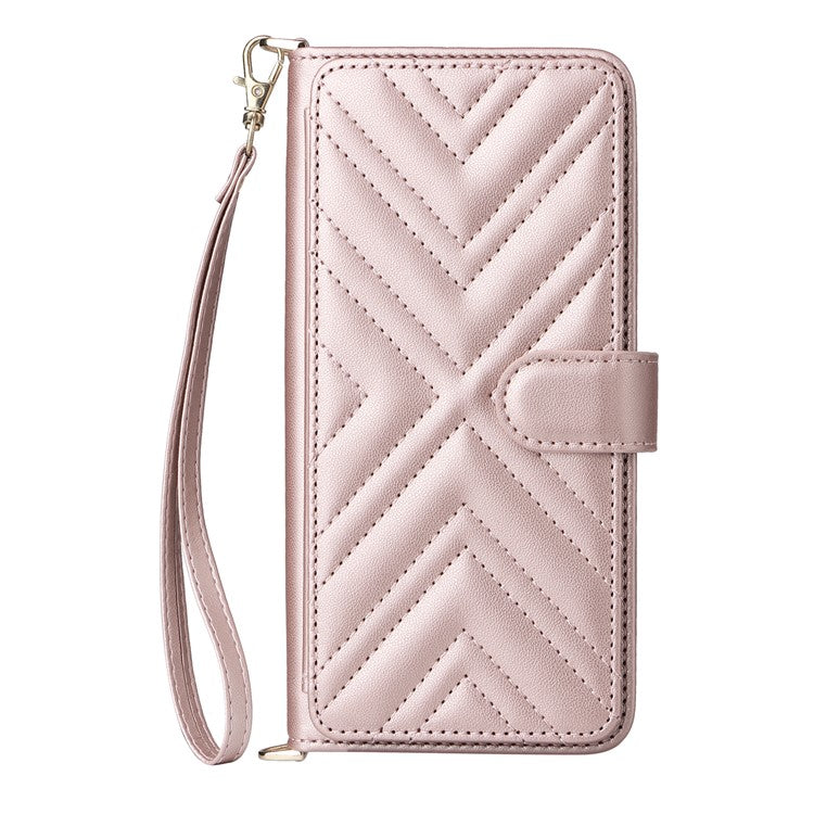 For vivo Y39 5G  /  Y300i 5G Case with Shoulder Strap Wallet Leather Phone Cover - Pink