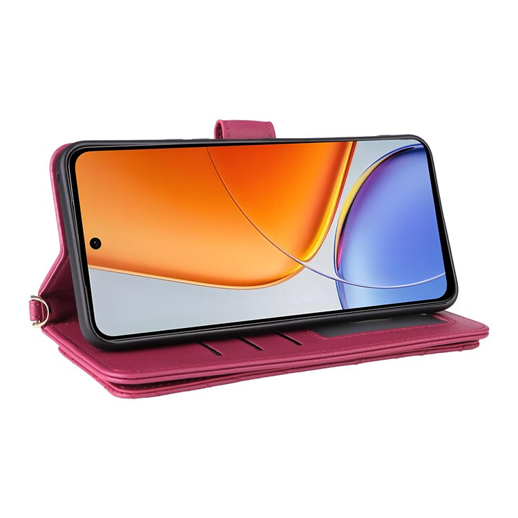 For vivo Y39 5G  /  Y300i 5G Case with Shoulder Strap Wallet Leather Phone Cover - Rose