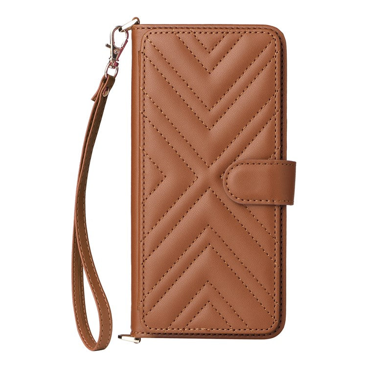 For vivo Y39 5G  /  Y300i 5G Case with Shoulder Strap Wallet Leather Phone Cover - Brown