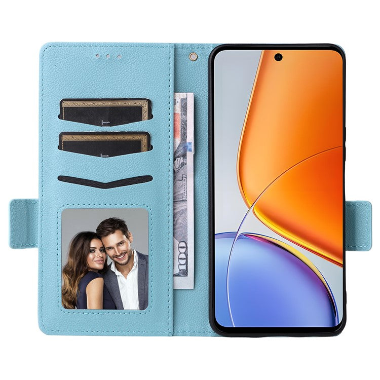 For vivo Y39 5G / Y300i 5G Case Wallet Flip Litchi Texture PU Leather Phone Cover - Baby Blue