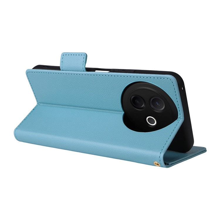 For vivo Y39 5G / Y300i 5G Case Wallet Flip Litchi Texture PU Leather Phone Cover - Baby Blue