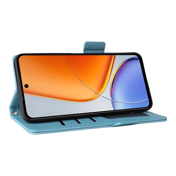 For vivo Y39 5G / Y300i 5G Case Wallet Flip Litchi Texture PU Leather Phone Cover - Baby Blue