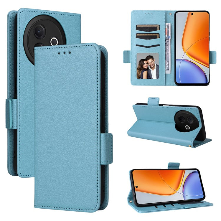 For vivo Y39 5G / Y300i 5G Case Wallet Flip Litchi Texture PU Leather Phone Cover - Baby Blue
