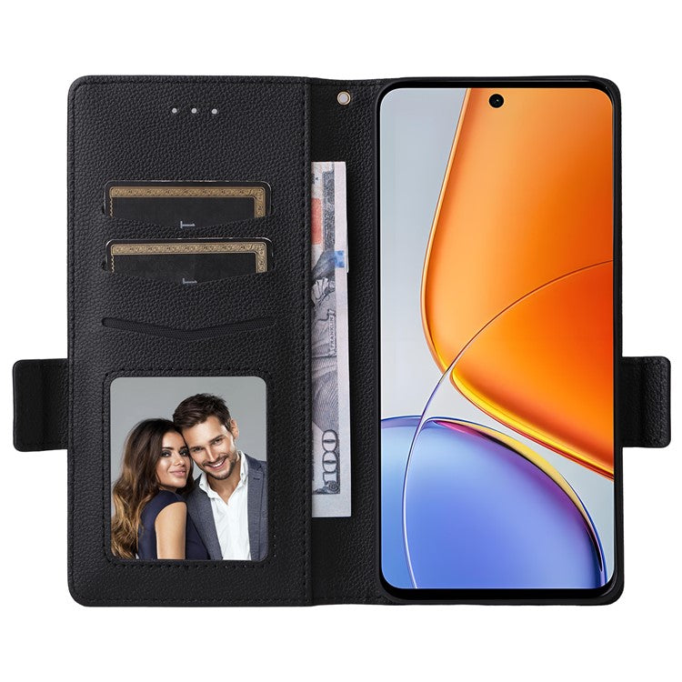 For vivo Y39 5G / Y300i 5G Case Wallet Flip Litchi Texture PU Leather Phone Cover - Black