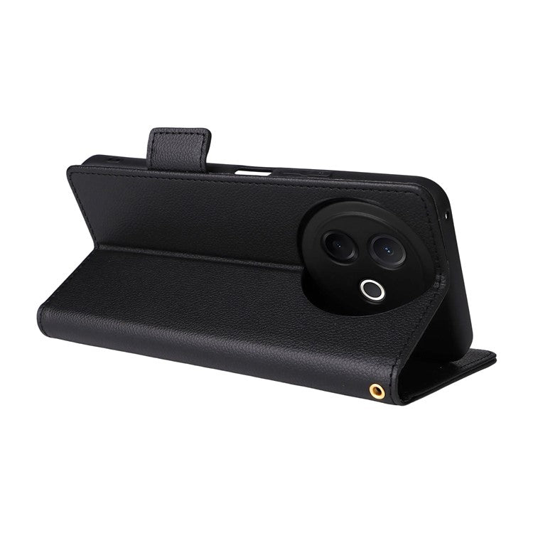 For vivo Y39 5G / Y300i 5G Case Wallet Flip Litchi Texture PU Leather Phone Cover - Black