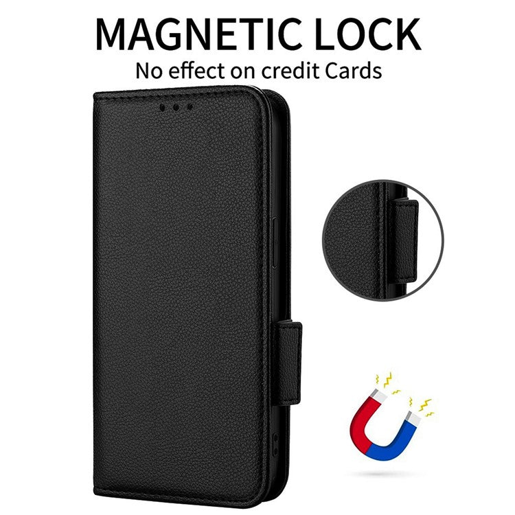 For vivo Y39 5G / Y300i 5G Case Wallet Flip Litchi Texture PU Leather Phone Cover - Black