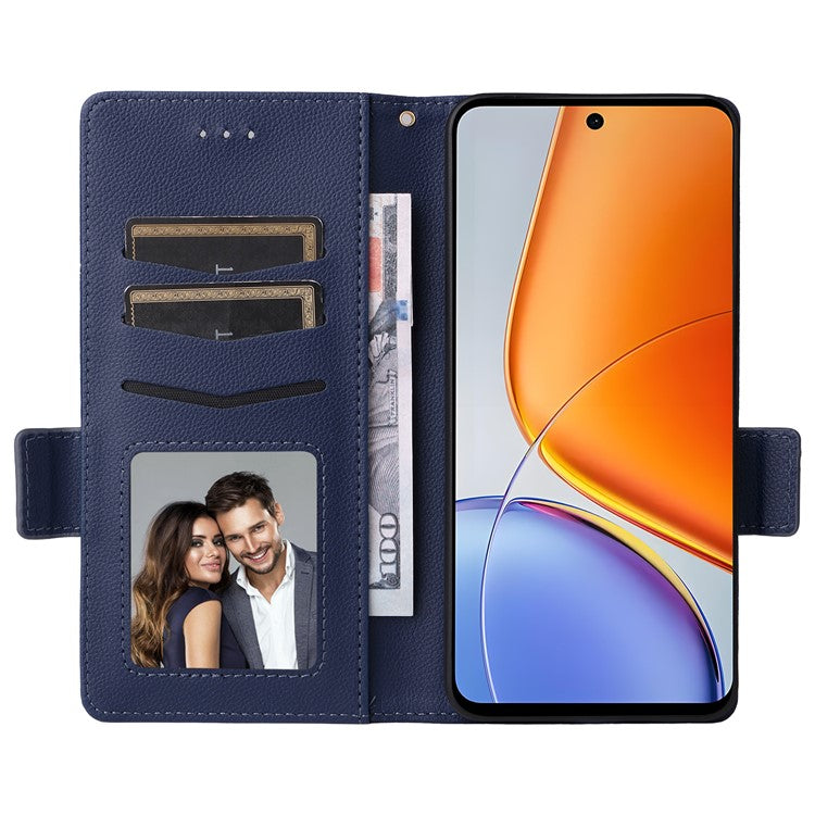 For vivo Y39 5G / Y300i 5G Case Wallet Flip Litchi Texture PU Leather Phone Cover - Dark Blue