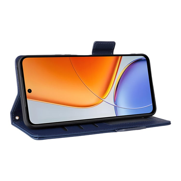 For vivo Y39 5G / Y300i 5G Case Wallet Flip Litchi Texture PU Leather Phone Cover - Dark Blue