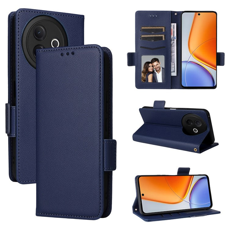 For vivo Y39 5G / Y300i 5G Case Wallet Flip Litchi Texture PU Leather Phone Cover - Dark Blue