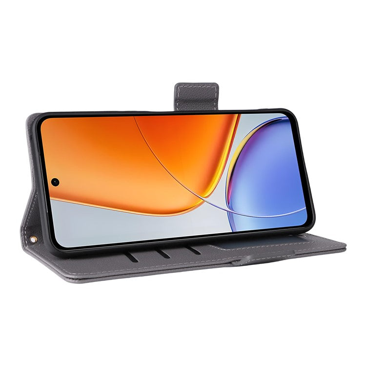 For vivo Y39 5G / Y300i 5G Case Wallet Flip Litchi Texture PU Leather Phone Cover - Grey