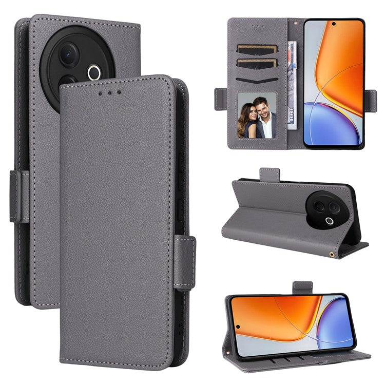 For vivo Y39 5G / Y300i 5G Case Wallet Flip Litchi Texture PU Leather Phone Cover - Grey