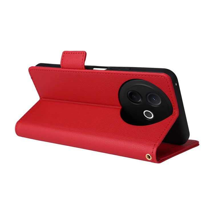 For vivo Y39 5G / Y300i 5G Case Wallet Flip Litchi Texture PU Leather Phone Cover - Red