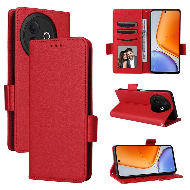 For vivo Y39 5G / Y300i 5G Case Wallet Flip Litchi Texture PU Leather Phone Cover - Red