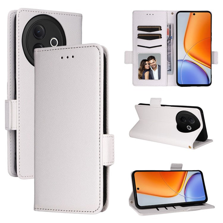 For vivo Y39 5G / Y300i 5G Case Wallet Flip Litchi Texture PU Leather Phone Cover - White