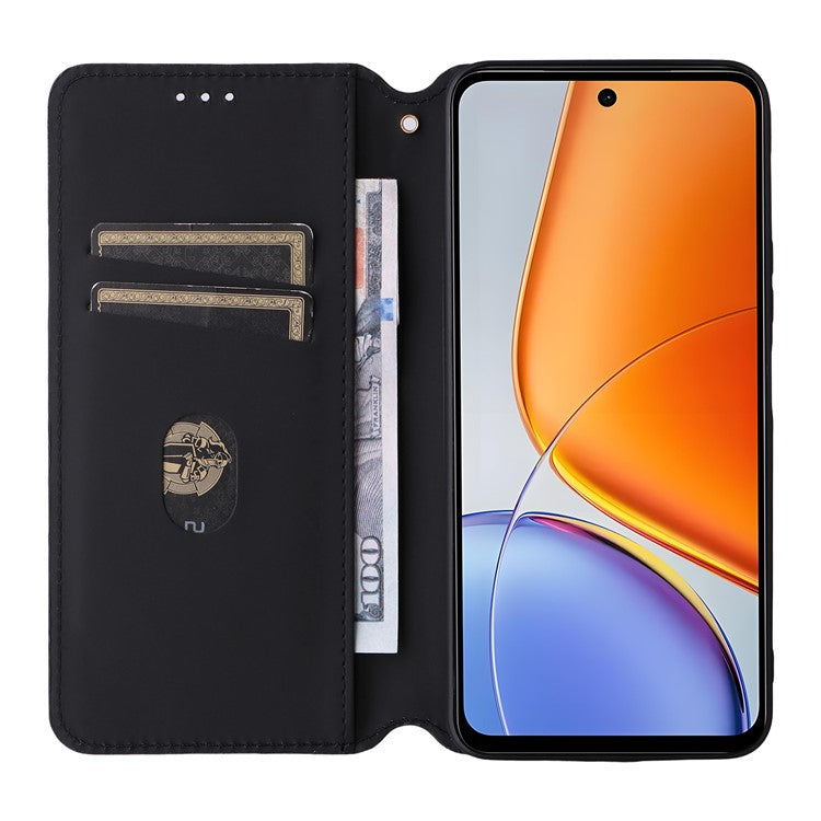 For vivo Y39 5G / Y300i 5G Case Wallet Rhombus Imprinted Leather Phone Cover - Black