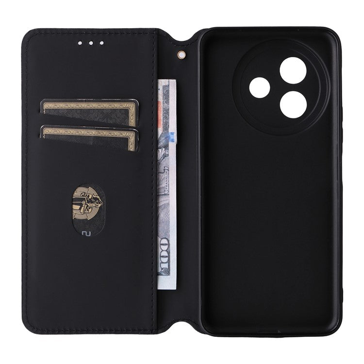 For vivo Y39 5G / Y300i 5G Case Wallet Rhombus Imprinted Leather Phone Cover - Black