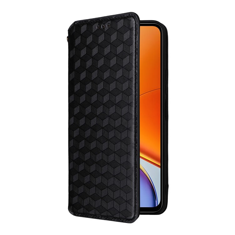 For vivo Y39 5G / Y300i 5G Case Wallet Rhombus Imprinted Leather Phone Cover - Black