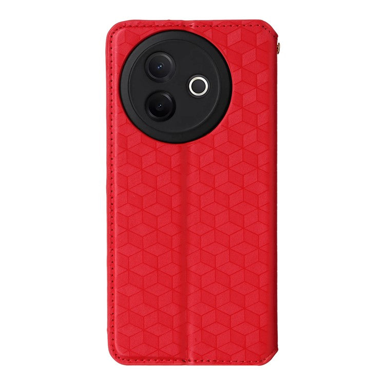 For vivo Y39 5G / Y300i 5G Case Wallet Rhombus Imprinted Leather Phone Cover - Red