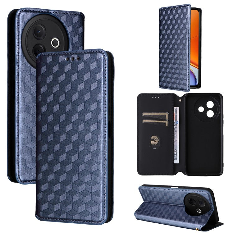 For vivo Y39 5G / Y300i 5G Case Wallet Rhombus Imprinted Leather Phone Cover - Blue